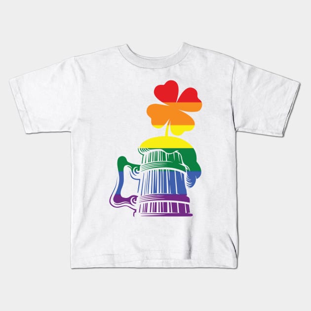 LGBTQ Clover St. Patrick's Day Beer Mug Design Kids T-Shirt by SiGo